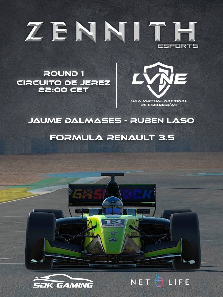 🟢⚫️LVNE 2023⚫️🟢
             1ª DIVISION🥇
Volvemos a la #LVNE2023 primera carrera
Esperamos hacer una buena temporada!
👥<a href="/jaume_dalmases/">Jaume Dalmases</a>   
        <a href="/RubnLaso/">Ruben Laso Rodríguez</a> 
📍Jerez
⏰22:05h C.E.T.
📺twitch.tv/advncesic

<a href="/NetLifeGaming/">NetLife Gaming</a> <a href="/SDK_GAMING_/">SDK Gaming</a> #GASKNOCK