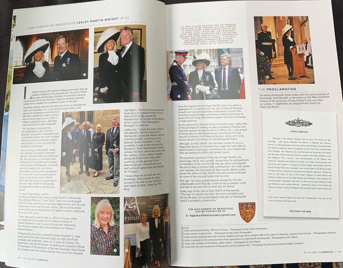 Thank you @MyPlanetLiverp3 for publishing the article about being #HighSheriffMerseyside plus @lpoolheartbeat @MWOTY @CaringConnect1 @MIBAwards @DaisyInclusive @BoatofHope @KingsAwardVS @Chinese_Wellb @LiverpoolHopeUK @LPL_Airport @JoelLloydJelen @BathgateBF @LdLtMerseyside