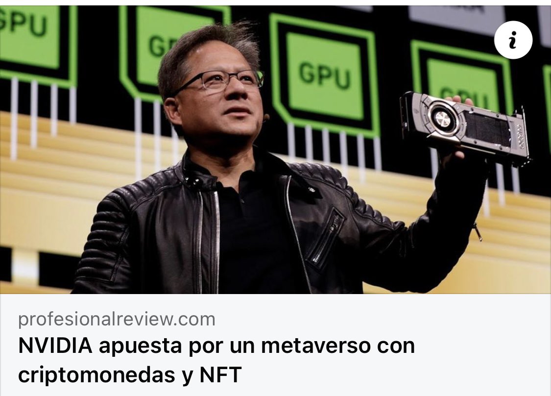 iPhelipeVR's tweet photo. @seers_net @kylelangham @elonmusk The important thing is that it wasn't the opinion of Jen-Hsun Huang... who thinks cryptocurrencies will be the means of payment in the metaverse.

"NVIDIA CEO thinks of a metaverse with cryptocurrencies and NFT". https://t.co/9v8Vcp9gS4