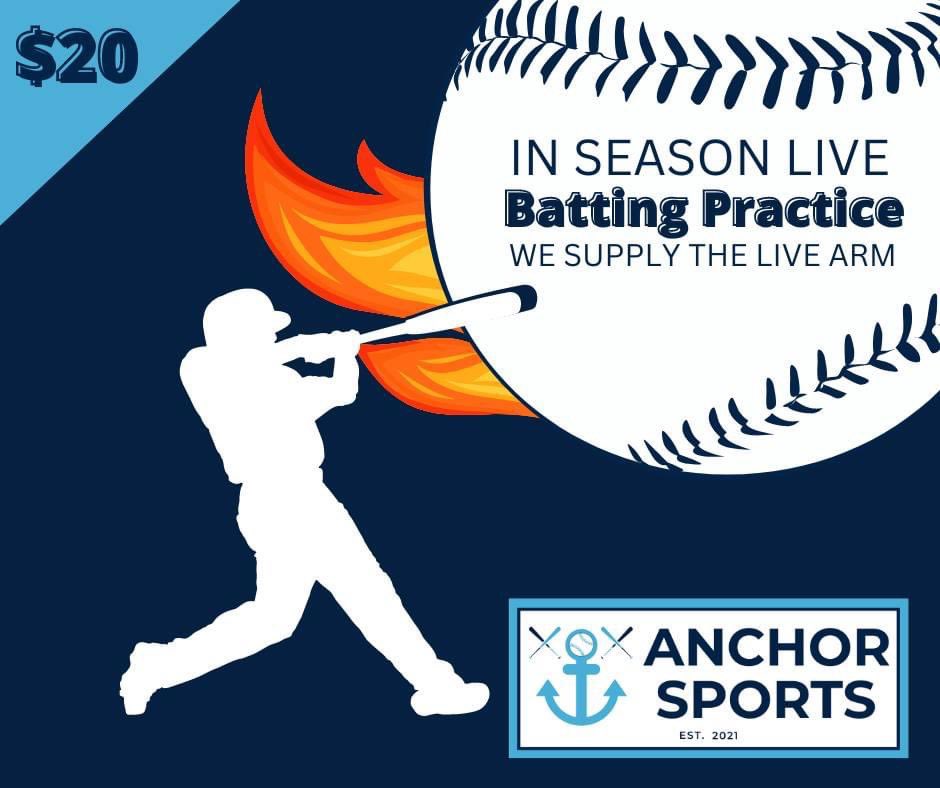 In Season Live BP on Saturday, April 1st, from 3pm - 4pm at #AnchorSports ⚾️ We supply the live arm, Show up and rip it! Tell your friends and sign up today!
👉Register Today - link in bio #liveBP
#battingpractice #baseballhitting #baseballready