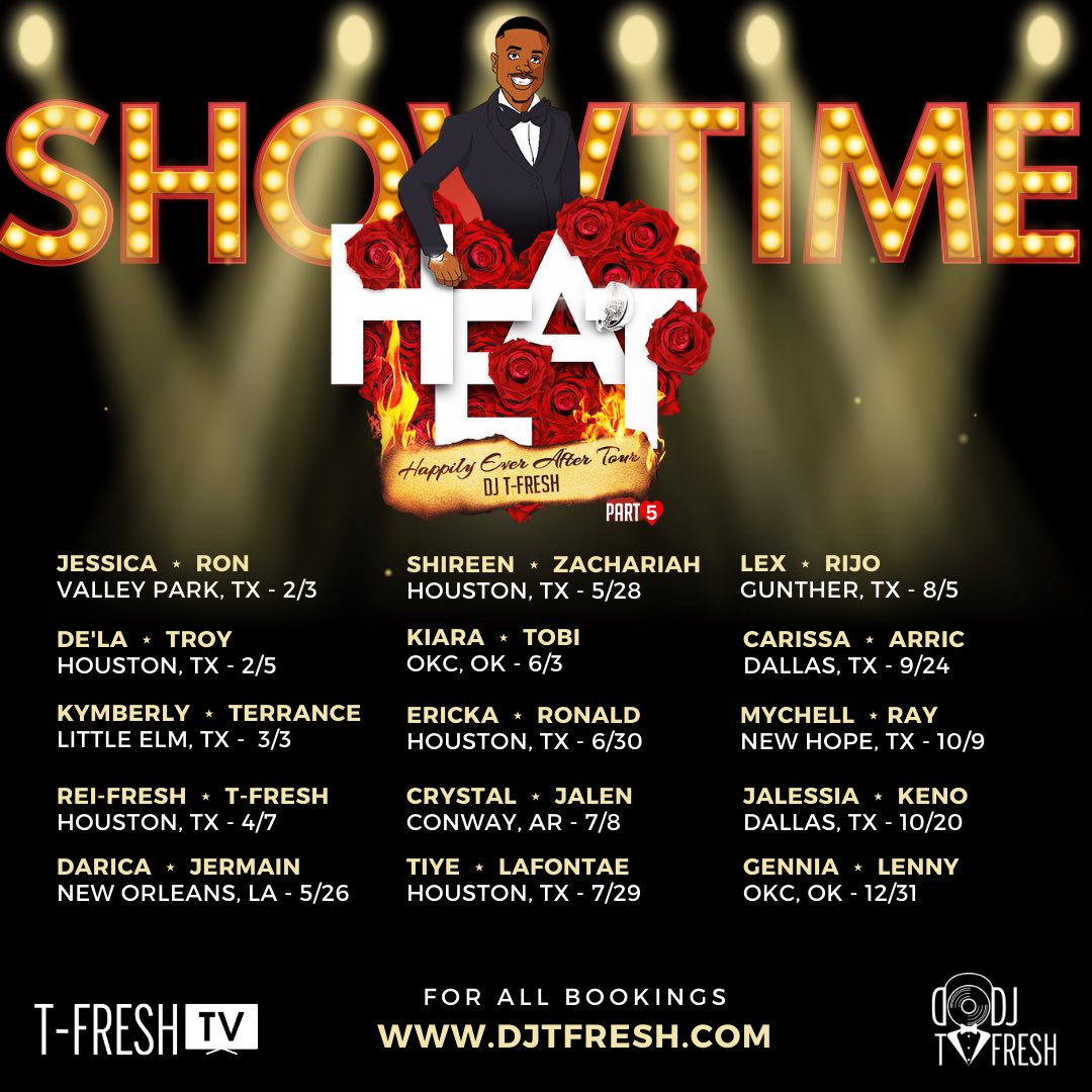 TheDJTFresh's tweet photo. HEAT 5 ‼️🎥🌎🍿
Your favorite Wedding DJ is back on Road! Tell your engaged friends that Weddings cost too much to be Boring, then send them my way! #BookTFresh #DJTFresh #TheWeddingCrasher https://t.co/hapjxkZsFX