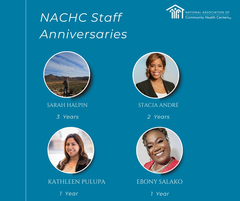 NACHC's tweet photo. We so appreciate the hard work and commitment to the health center mission our staff demonstrate every day! Thanks to all employees who are celebrating their work anniversaries this month! #InsideNACHC #ValueCHCs https://t.co/6sEk2qTjCi