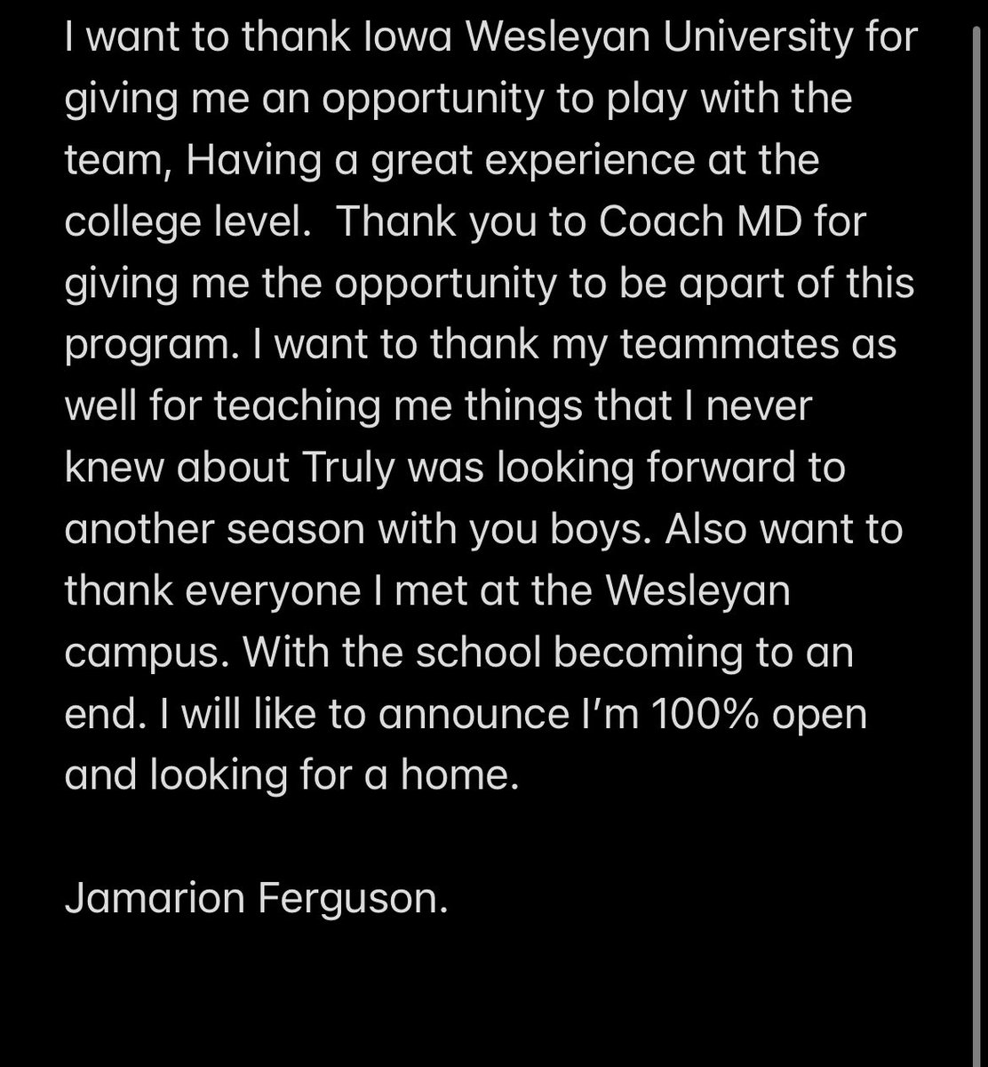 Want to give Thanks to @CoachDaniels_IW <a href="/Coach_Ski19/">Jake Czerniakowski</a>  for letting me be apart of the team. recruitment is 100% open #5problems 

3 years of eligibility left

6’3 185lbs, Wide receiver 

hudl.com/v/2JWyAA