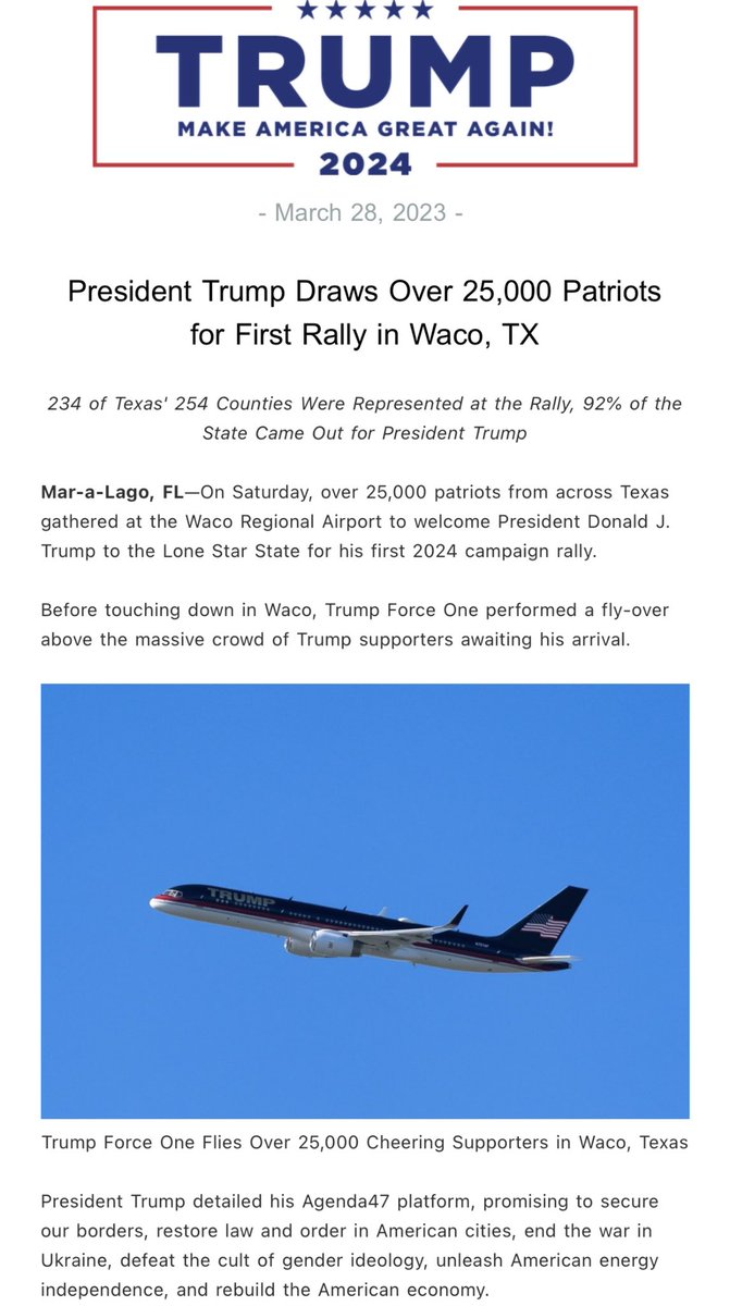 RSBNetwork's tweet image. President Trump Draws Over 25,000 Patriots for First Rally in Waco, TX