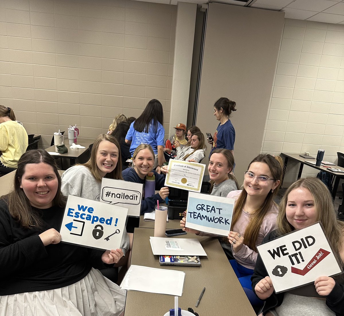 MsBechtold1's tweet photo. My PLC broke out of our escape room activity with Alabama Archives! https://t.co/BKklNPQ9VO