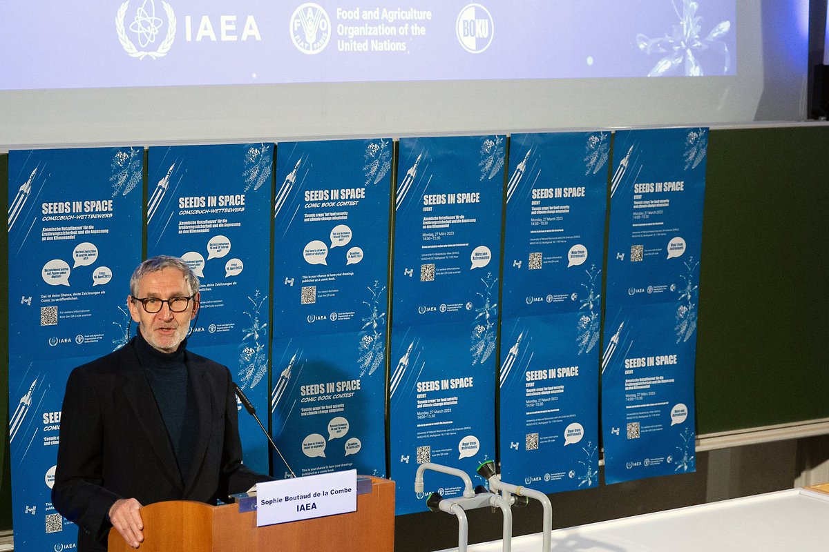 The @iaeaorg and @FAO engage youth in #STEM with its first-of-a-kind space-themed event #SeedsInSpace at @BOKUvienna 

👉 bit.ly/3FUkTYo

#Atoms4Climate #ZeroHunger @NASA @NASA_Wallops @Nanoracks @tu_wien @GlobalGoalsUN @UNOOSA @SustDev @COP28_UAE @IAEANA @IAEATC @IAEANE