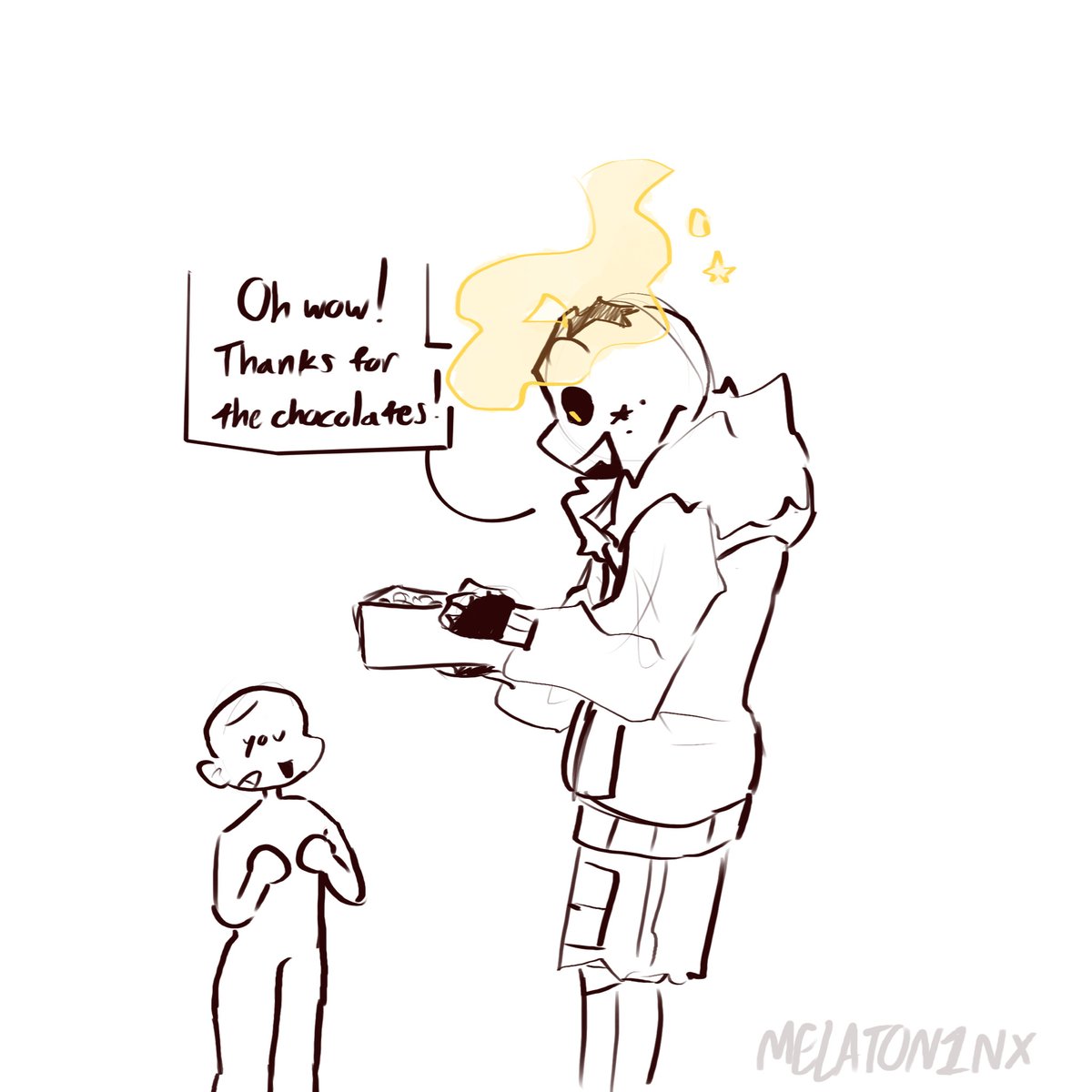 melaton1nxx's tweet photo. someone gave him a box of chocolates (it went wrong)
small little mintflare comic! #undertale #undertaleAU #UTAU #art #flaresans #mintsans #mintflare https://t.co/VbkgYoSvn4