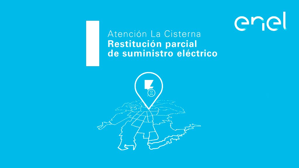 Enel_Informa_CL's tweet photo. [19:36] #CorteDeEnergía en sector desde Av. El Parrón hasta Ernesto Riquelme en comuna de La Cisterna. Un 28,3% de los clientes inicialmente afectados ya cuenta con suministro eléctrico. Si necesitas generar un reporte escríbenos al WhatsApp +56994447606 https://t.co/8SqfaAlGky