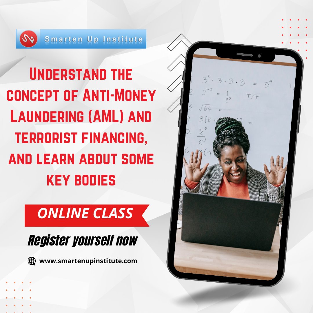 SmartenUpInst's tweet photo. Understand the concept of Anti-Money Laundering (AML) and terrorist financing, and learn about some key bodies

👉🏻👉🏻https://t.co/cqNVR5sksp              

#AML #certified #course #graduation #graduate #info #certification #smartenupinstitute #skills #onlinecourse #onlinecourses https://t.co/mXRWf3R4N2