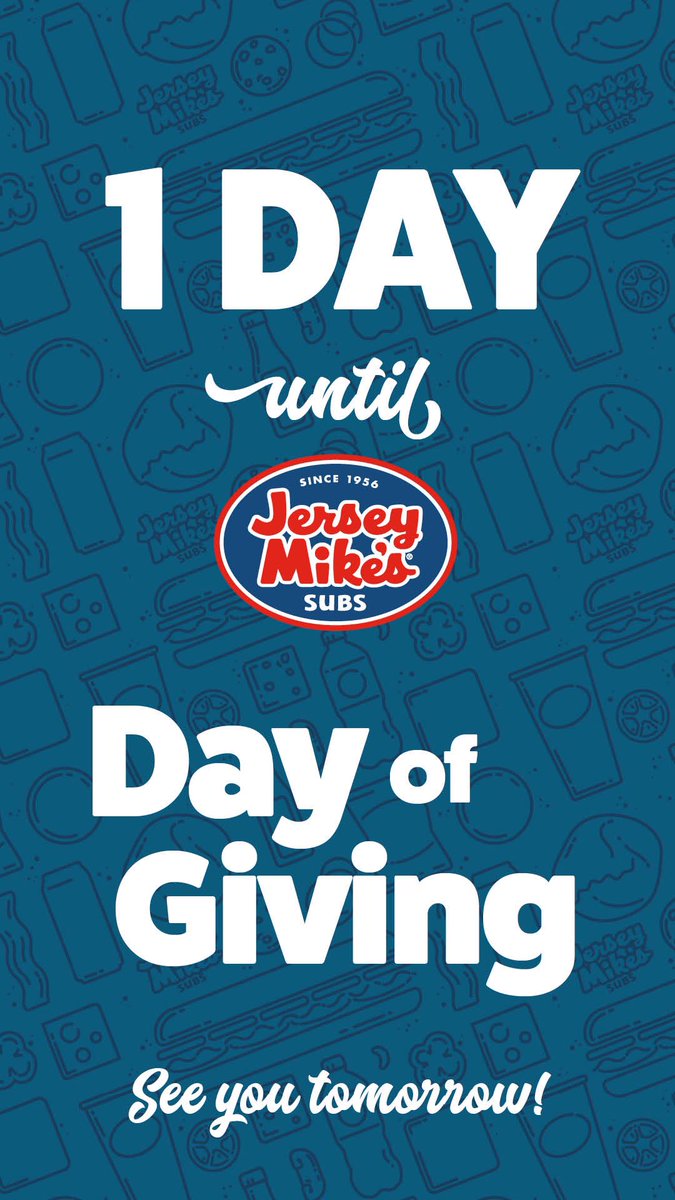 1 more sleep 🥳 #JerseyMikesGives