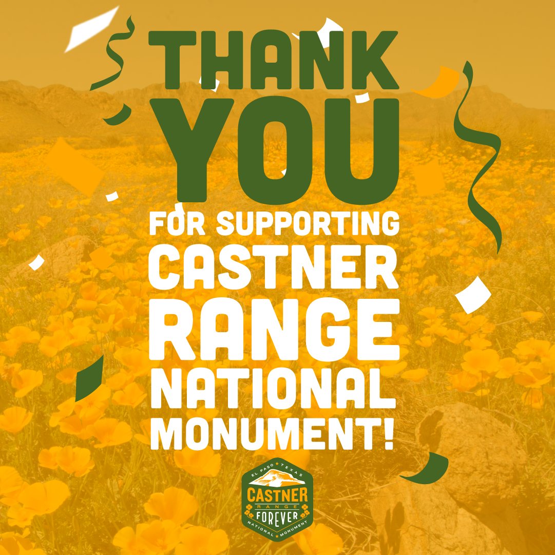.@POTUS has officially declared #CastnerRange a national monument! The land will forever be protected because of this community’s advocacy and support. #Castner4Ever