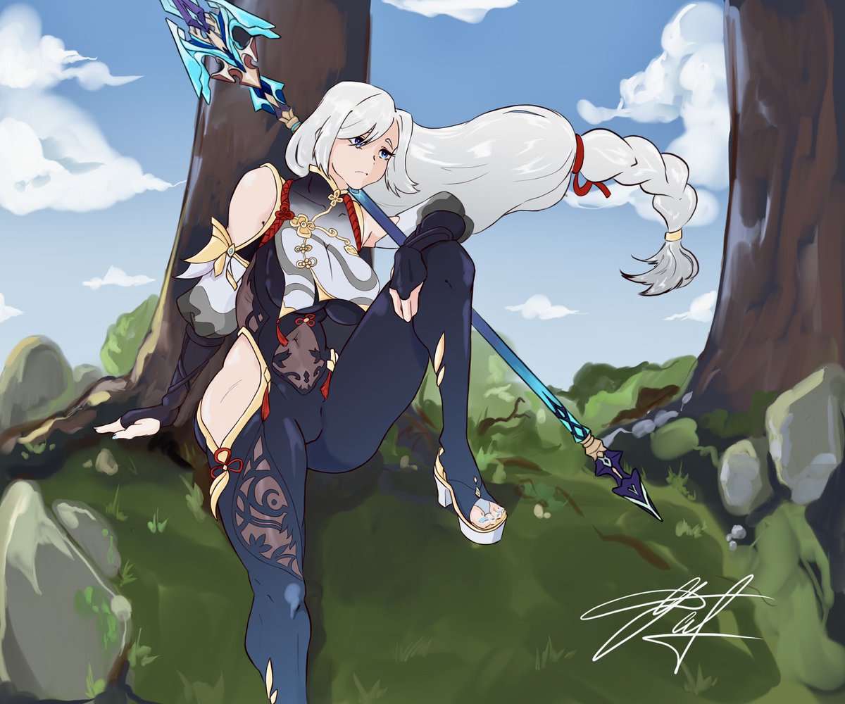 unchained_6's tweet photo. Shenhe для конкурса #Shenhe #GenshinImapact #FanArtContest https://t.co/ZFBAx1YYG3