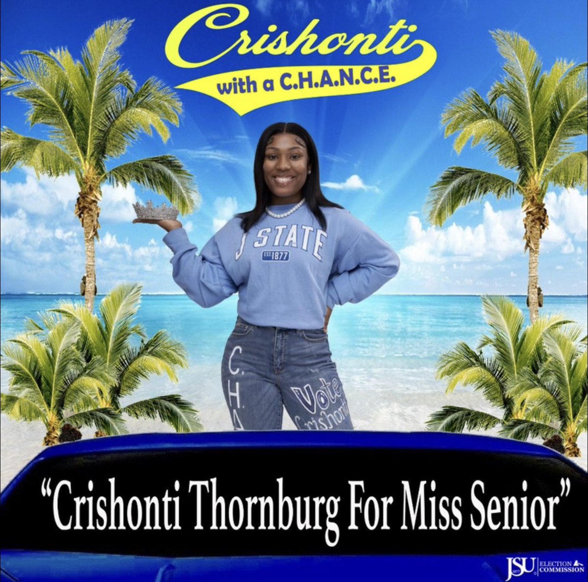 Greetings To Thee Loudest Roar, Class of ‘24! I am Crishonti Thornburg and I am vying to be your next Miss Senior for the 2023-2024 academic year!💙🐅 

#TheeExquisiteEC
#DontGetDisqualified23
#RYSJACKSON