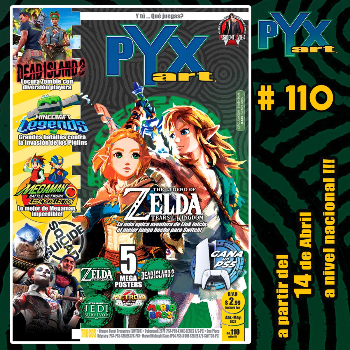 PyxArt's tweet photo. Hola Gamers del Ecuador! Llegó la edición no. 110 (Abril-Mayo 2023), La edición especial de The Legend of Zelda: Tears of the Kingdom!!! a partir del 14 de Abril #revistapyxart #pyxart #lamejorrevistadelecuador https://t.co/hWg7zXGItQ