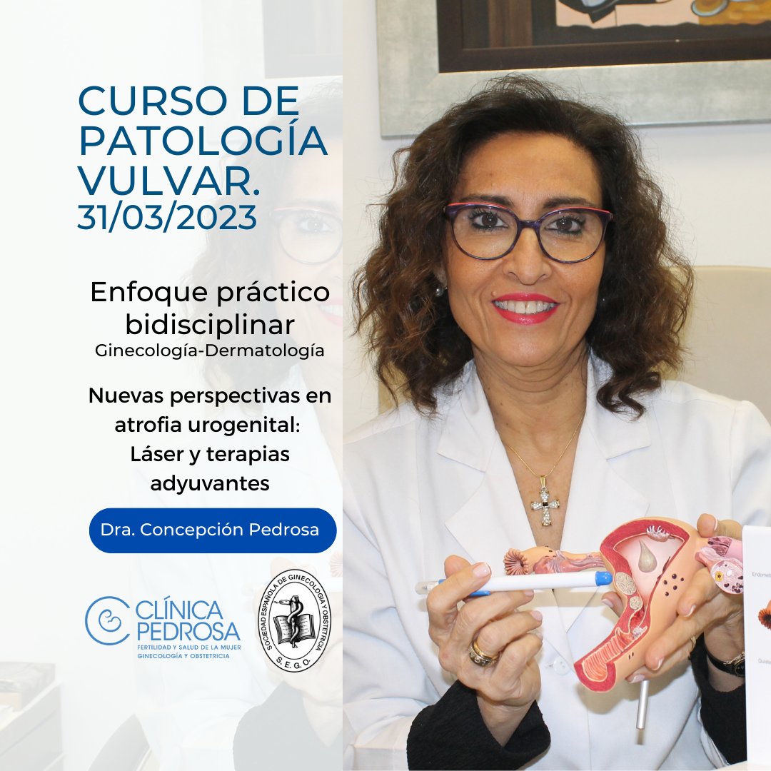 El 31 de marzo, la Dra. Pedrosa, directora y ginecóloga en Clínica Pedrosa Granada, impartirá una sesión en el I Curso de Patología Vulvar de la <a href="/SociedadSEGO/">Sociedad Española de Ginecología y Obstetricia</a>  🔜

La inscripción presencial ya está cerrada pero... ¡Aún puedes participar de forma online!📲
patologiavulvar.segocursos.es