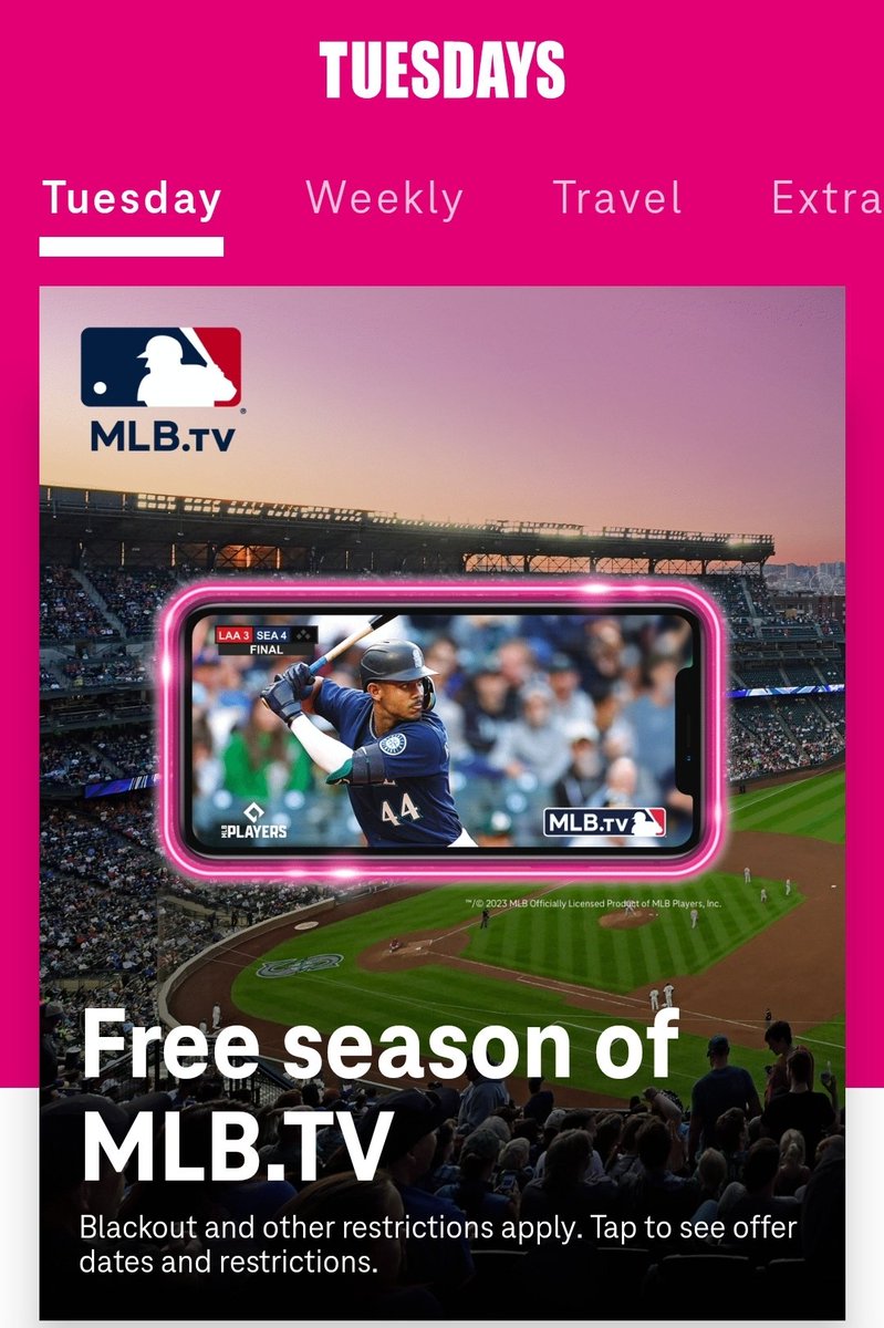 BlueKrew77's tweet photo. @TMobile #TMobileTuesdays #mlb  Don't forget to get yours 🕺 https://t.co/JQMq30g14i
