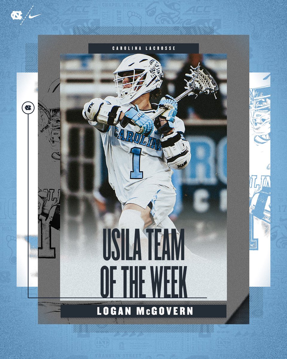 UNCMensLacrosse's tweet photo. Congratulations to Logan McGovern on being named to the USILA Team of the Week! 

#FamilyAcademicsLacrosse https://t.co/g0yf27rmD6