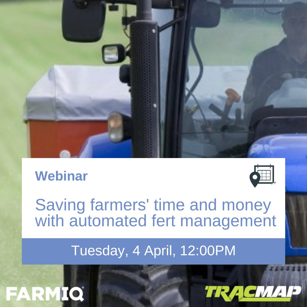 Wanting to save time and money fert management? 👀

Join FarmIQ Account Manager, Rachel Maughan, and <a href="/tracmap/">TracMap</a> Area Manager, Martin Orange, in discussing fert management opportunities that save New Zealand farmers time and money 🌱

Register ➡️ hubs.la/Q01Js13F0