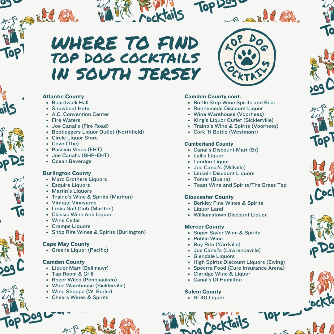 🐶🍹 Top Dog Cocktails have officially made their way into South Jersey! Want to know where you can find yours? Swipe to find out ➡️ #MorePawLessClaw