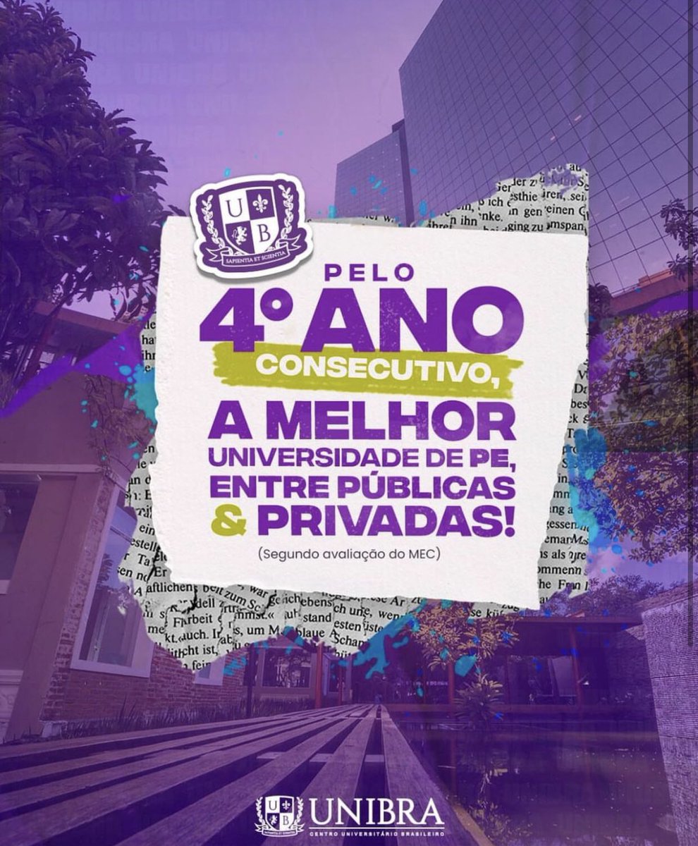 UnibraOficial's tweet photo. A MELHOR DE PERNAMBUCO! 🥇

Pelo 4º ano consecutivo, a UNIBRA se destaca no cenário educacional do país, sendo a universidade mais bem avaliada, entre públicas e privadas, no estado de Pernambuco!

#UNIBRA #ENADE 💙 https://t.co/sljiSHQRPZ