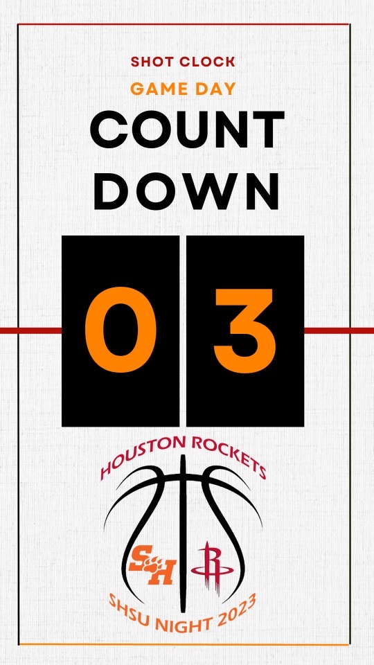 3 days until #SHSURocketsNight! This Friday is going to be remarkable! Do not miss out! We have perks for students, alumni and faculty members. If you are just a #Rockets fan, come out and enjoy some cheap NBA basketball and have a blast with us! Promo codes waive ALL fees! #SHSU