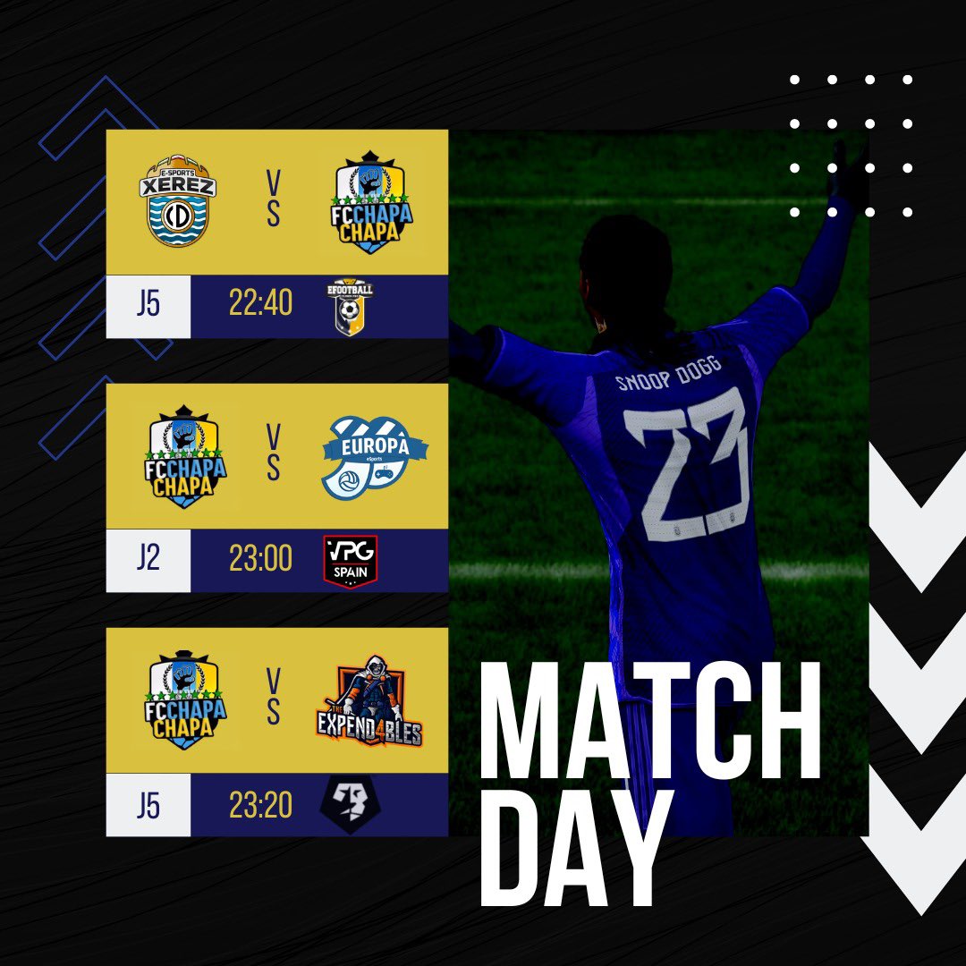 FCChapaChapa's tweet photo. ⚽️| Segundo día de la semana, buscando un nuevo plano y dando lo mejor del grupo. ¡𝙑𝙖𝙢𝙤𝙨!🫡

🏆 @PLGeFootBall 
🆚 @XerezCD_eSports 

🏆 @VPG_Spain 
🆚 @EuropaEsports 

🏆@VFOspain 
🆚 @TH4_Spain 

🔴 https://t.co/7MPcOU2Our https://t.co/yayXSD2HR5