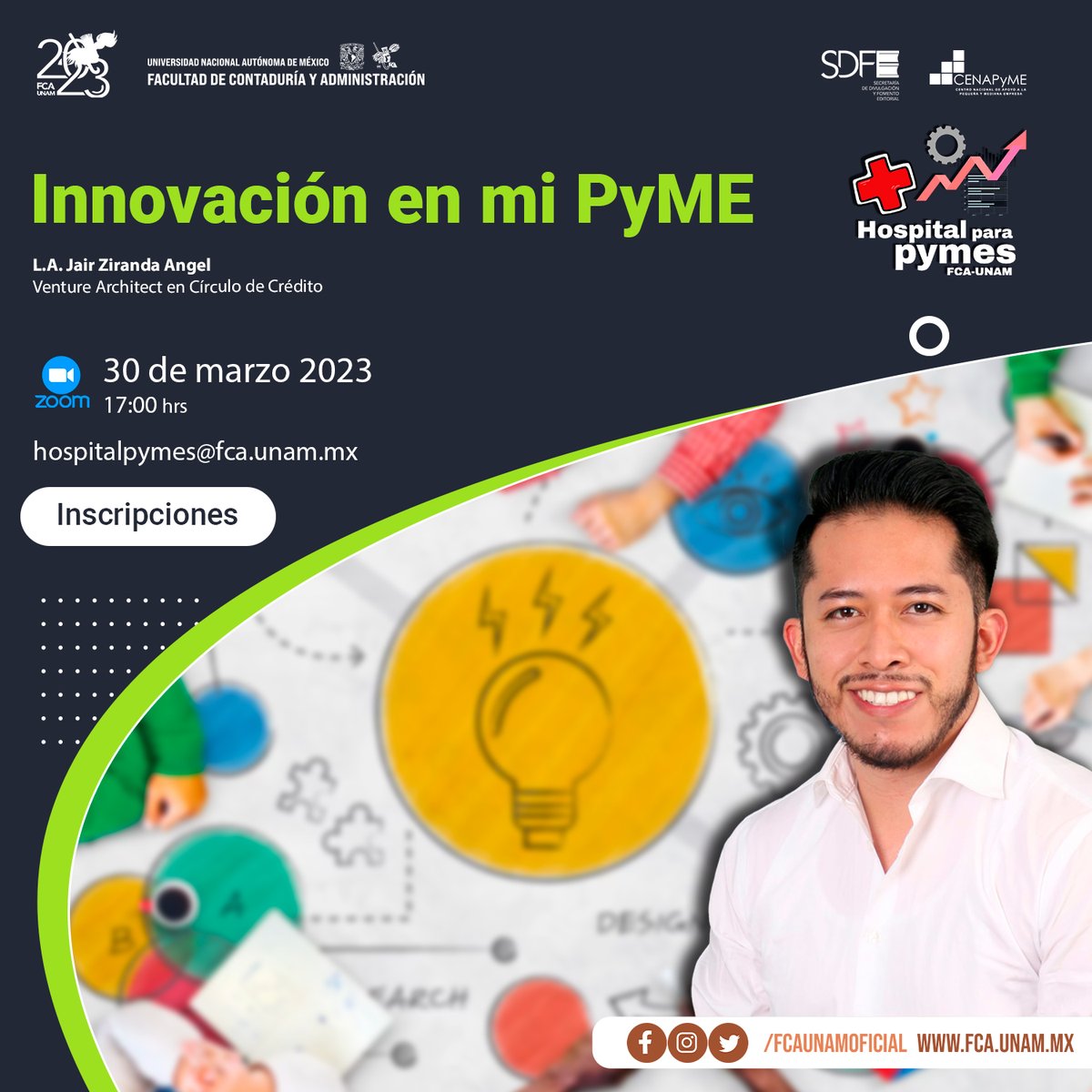 FCAUNAMOFICIAL's tweet photo. Webinar #HospitalParaPyMEs | Innovación en mi PyME
30 de marzo
17:00h
Evento gratuito
Cupo limitado
Regístrate👉 https://t.co/SkBJ1WdRd9 https://t.co/ZhZBZEgWml