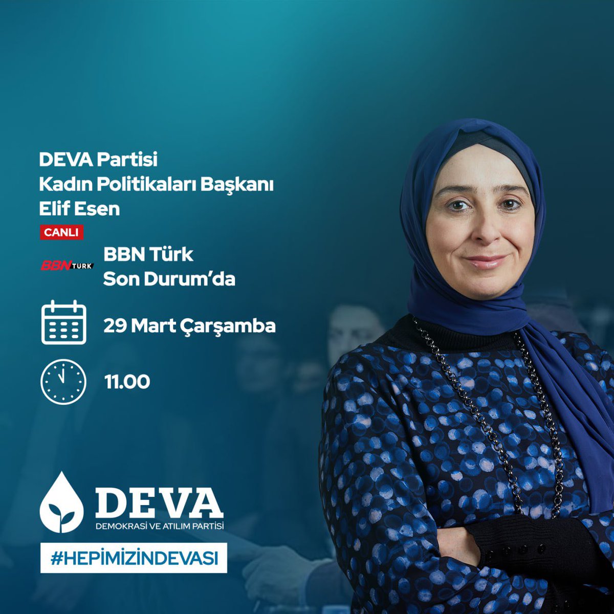 💧🌱DEVA Partisi Kadın Politikaları Başkanı <a href="/elifesendeva/">Elif Esen</a> 29 Mart Çarşamba,

🗓 YARIN

🕰 11.00'de
 
📺 @bbnturktv'de <a href="/Nisanurcaydan/">Nisa Çaydan</a> ile "Son Durum" programında gündemi değerlendirecek.
