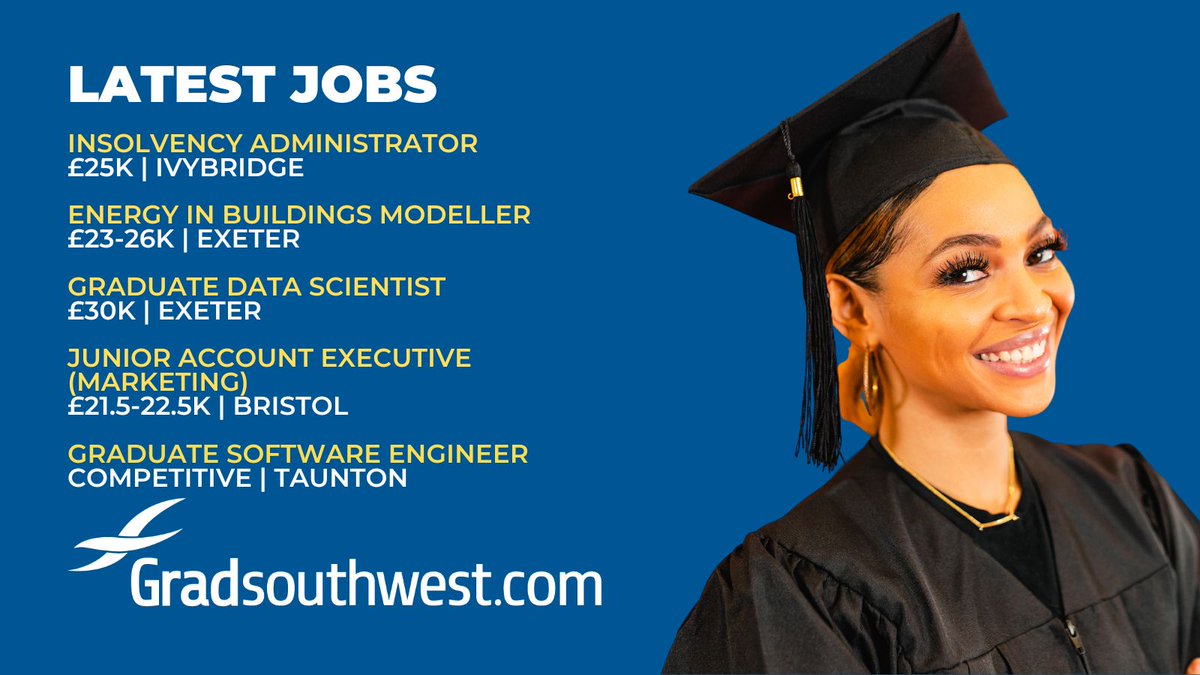 GradSWJobs's tweet image. ⭐️ Just a few or our latest #vacancies across #SWEngland. Browse &amp;amp; apply at Gradsouthwest.com

#graduatejobs #latestjobs #graduates #students #undergraduates #careergoals #alumni #ukjobs #graduation #jobhunt