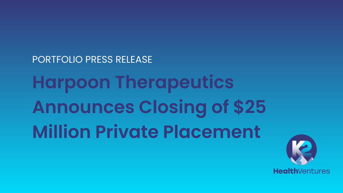 K2HVenture's tweet photo. K2HV proudly participated in a $25M preferred equity financing for clinical-stage immuno-oncology company @HarpoonTx to support the development of the Company's novel T cell engagers &amp; to reach key data milestones from its clinical studies: https://t.co/PTDvBTjX5I https://t.co/TfrByCqSix