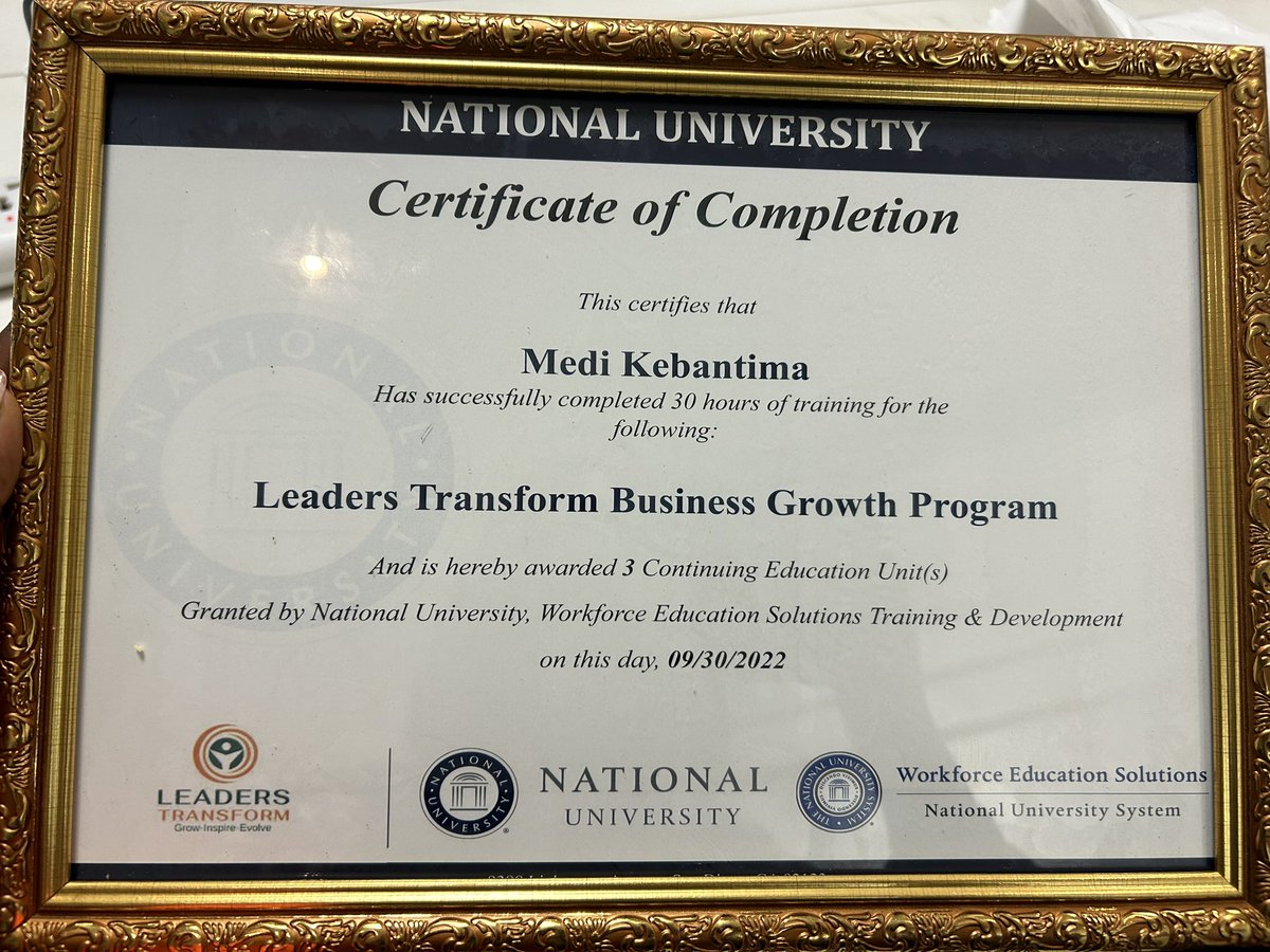 kebantima_medi's tweet photo. Après 10 mois de formation intense auprès de @NkeloBantu , j’obtiens mon diplôme de Leadership avec la @NatUniv de San Diego.

Le meilleur est à venir ✨ 
Pround of myself ☺️🙌

@SODEICO_ @SodeicoAcademy https://t.co/L1OI3A1Ehy
