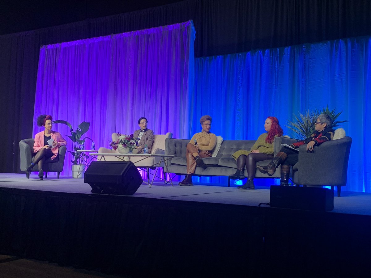 endvawnetwork's tweet photo. Beginning #Shockproof2023’s first plenary panel, “From Intention to Action: Intersectional Practice in the #GBV Sector” with reps from @wavawrcc, @SFCCCanada, @YWCAVAN, and the Simone de Beauvoir Institute, moderated by @Emilie_Ni #Catalyze #Advocate https://t.co/lGs34SyQTS
