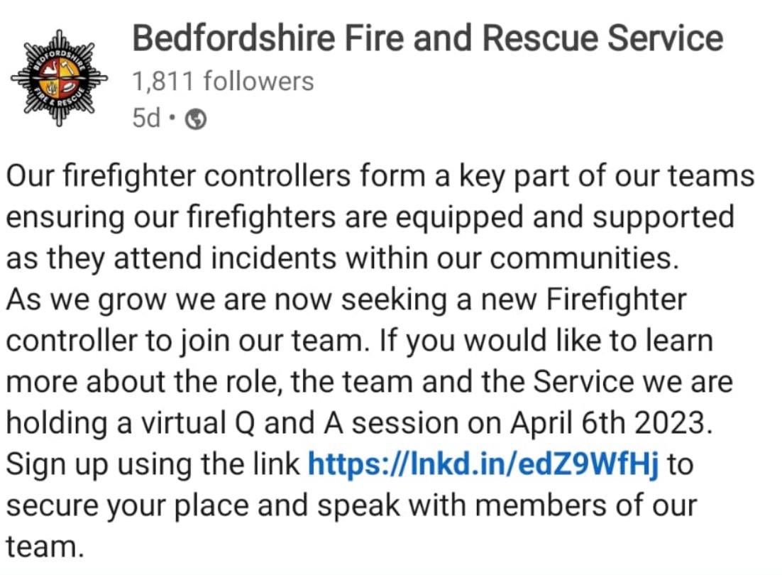 Despatch, admin, call centres, controllers. No. It’s firefighters control!