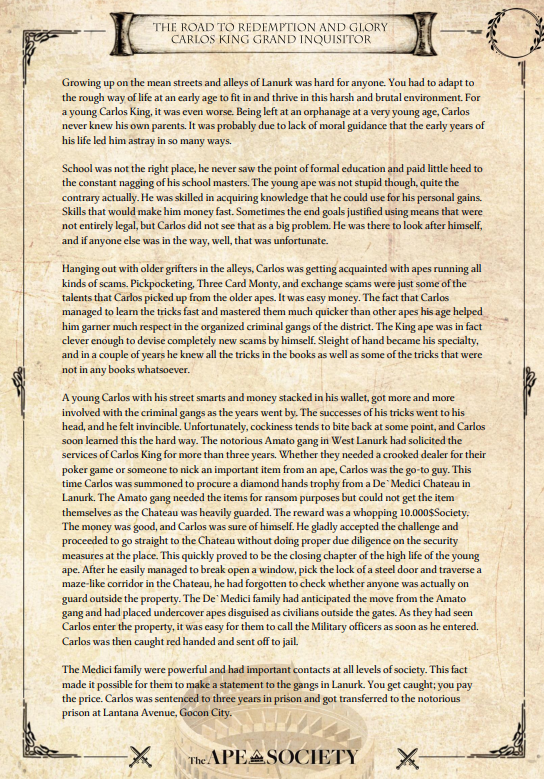 MaesterMars's tweet photo. Hear Ye Apes of the Society!

Our new Steward in the Amphitheatre with the title of Grand Inquisitor now has a background story!

Go to Amphitheatre Discord to read the whole story!

@the_ape_society @D3vryn https://t.co/8AgotSTULJ