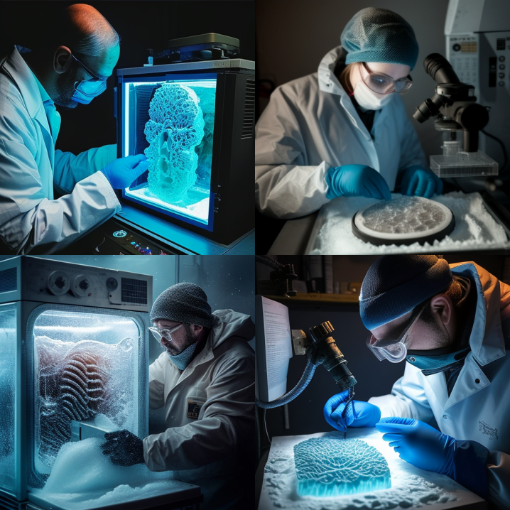 drdoubleb's tweet image. Pathologist performing a frozen section, generated by @midjourney_ai ... kinda cool 😅 #pathologists #pathtwitter #medtwitter