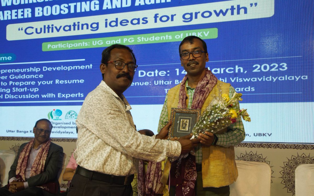 #FutureAgriculture Gave an invited talk at the Workshop and Panel Discussion on Career Boosting and Agri-preneurship, organised by CDC in collaboration with  NAHEP at UBKV-Pundibari @bhupro @directoragbhu @icarindia @IndiaDST @EduMinOfIndia @AgriGoI @FAO @CIMMYT @IcarNahep