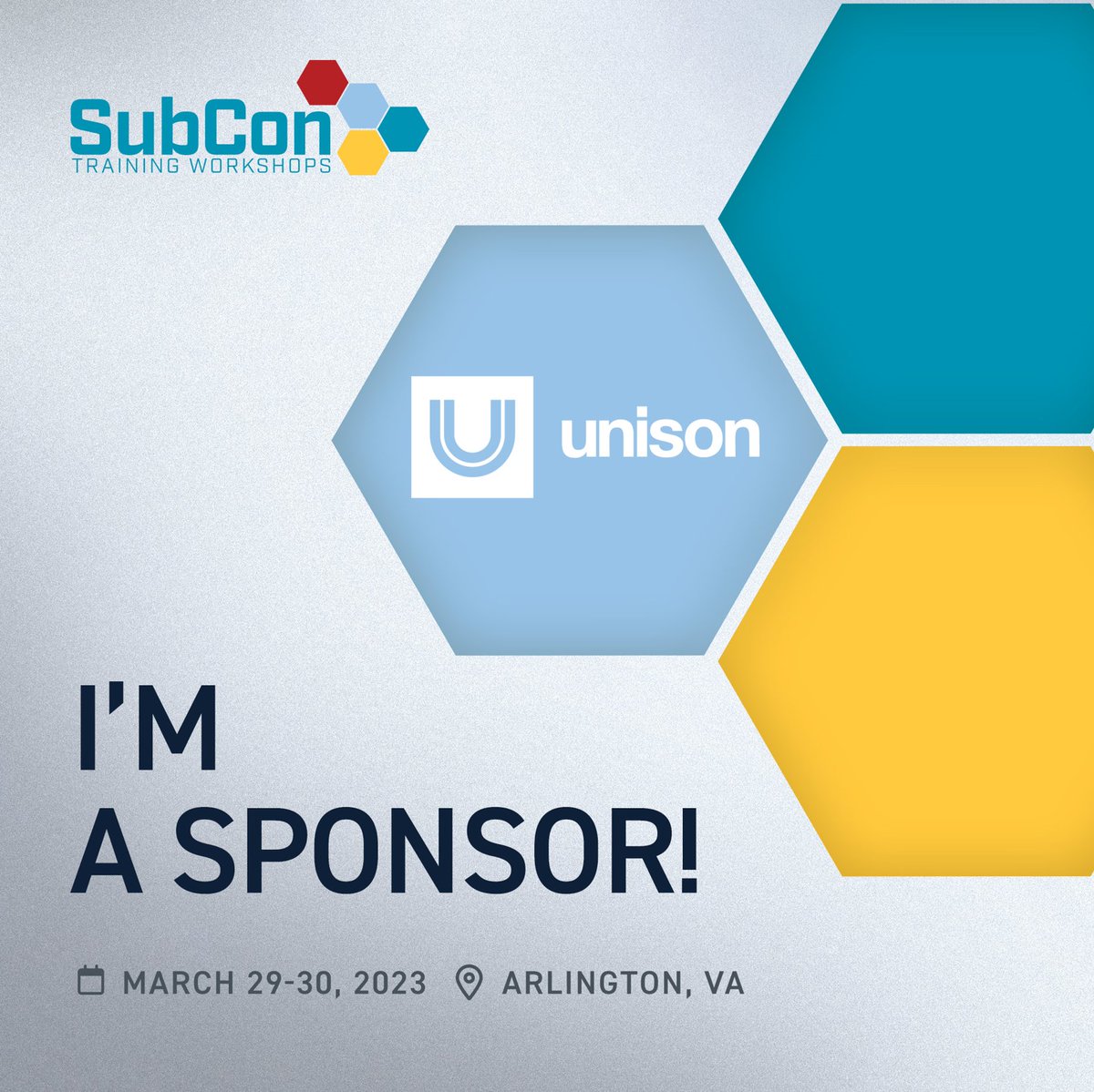 UnisonGlobalInc's tweet photo. See us during the #NCMA #SubCon Training Workshops. Discuss offerings &amp; services to align finance, program &amp; bizdev w/accurate, integrated contract data with #Contract Lifecycle Management, OR develop defensible, fact-based cost estimates with #Cost Engineering.

See you there! https://t.co/sVxC7LMyGb