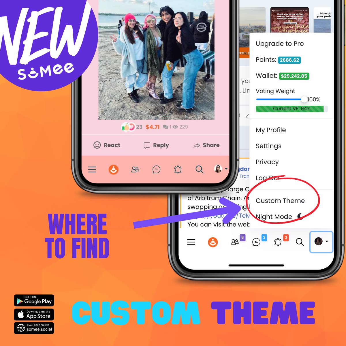 NEW🤩Set your own COLORS with CUSTOM THEME🌈
Where to find? #NewFeature #SoMee #YourVoiceYourChoice 😍