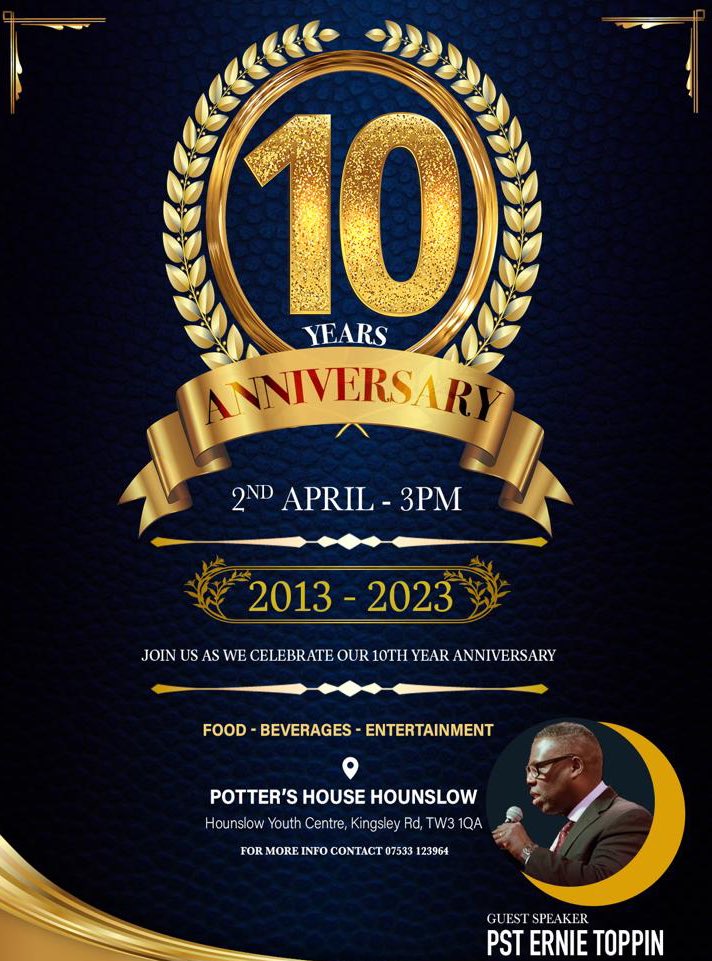 phhounslow's tweet photo. It’s our 10 year anniversary this weekend and we have a lot in store for you! 

This Saturday we have a concert with Pastor Ernie Toppin, and he’ll be preaching for us on Sunday too!  🎉

It’s going to be amazing, come along if you can! 

#church #concert #hounslow https://t.co/h9EgofnuhA