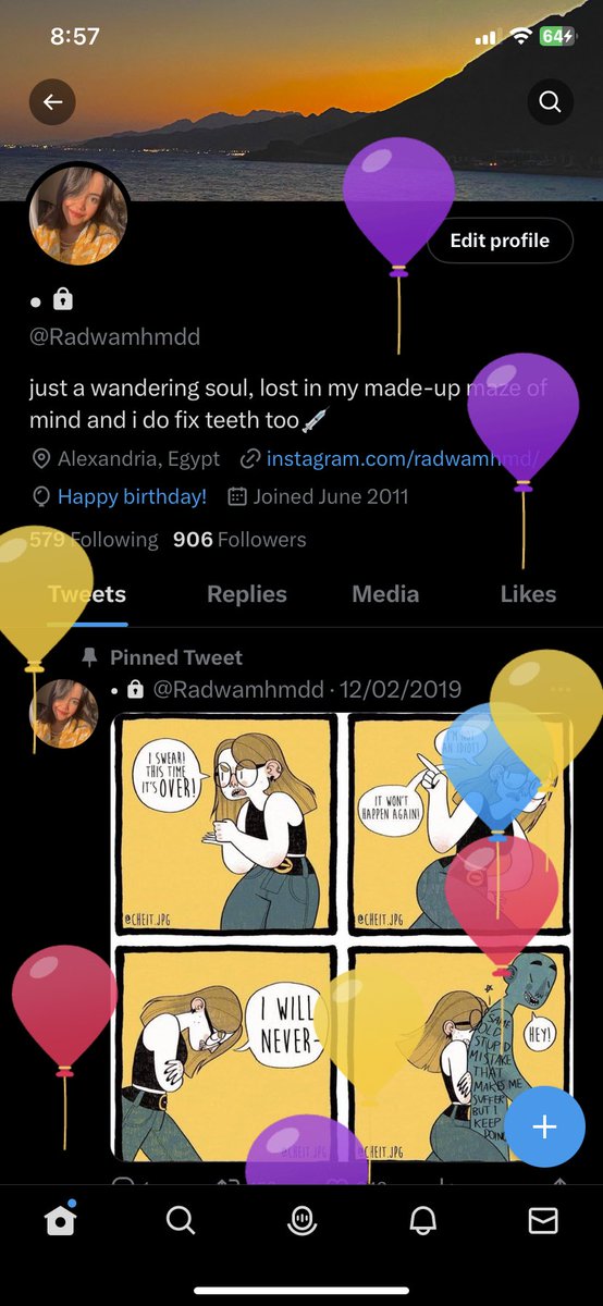 Radwamhmdd's tweet photo. Happy birthday to me on behalf of the people i waited for them to remember but forgot all about it
26 years on my own❤️‍🩹 https://t.co/5CPQnXDtBg