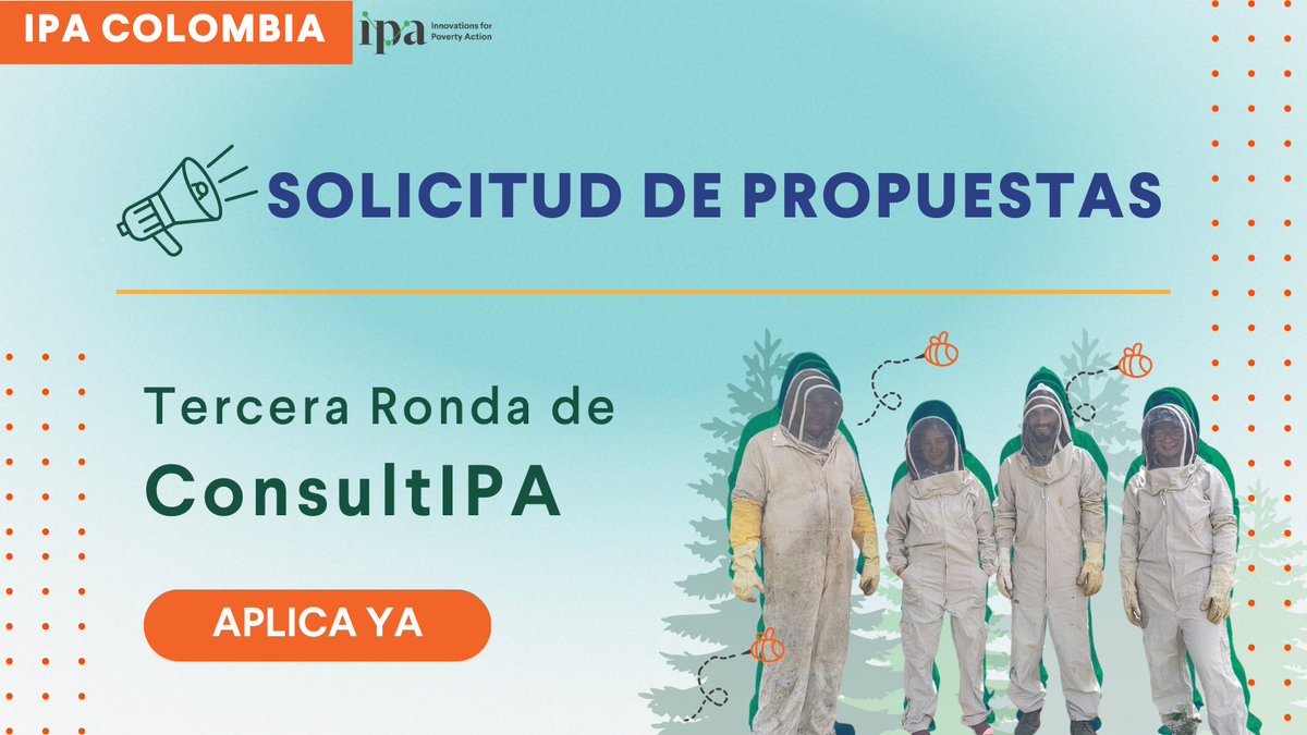 poverty_action's tweet photo. Después de dos años exitosos, la iniciativa pro bono de #IPAColombia #ConsultIPA abre de nuevo su convocatoria para el 2023. Si su organización está interesada en implementar un sistema de monitoreo y la evaluación, pero no sabe cómo comenzar, postúlese: https://t.co/V5LbPYnQPW https://t.co/XmXffT4NqF