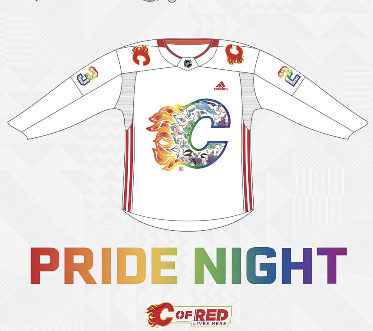 The <a href="/NHLFlames/">Calgary Flames</a> will be flying out of the tunnel in their special warmup jerseys for Pride Night tonight. Puck drop at 7 against the Los Angeles Kings at the Calgary Saddledome. #RTBNNews