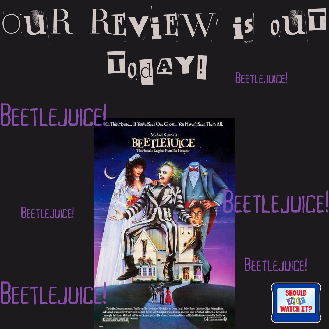ShouldTheyWatch's tweet image. We’re going full-on 1988 with our review of #Beetlejuice, out today! Does it hold up? Is it everything you remember? Will your kids survive?? Tune in to find out! @BrinaPalencia @karaedwards