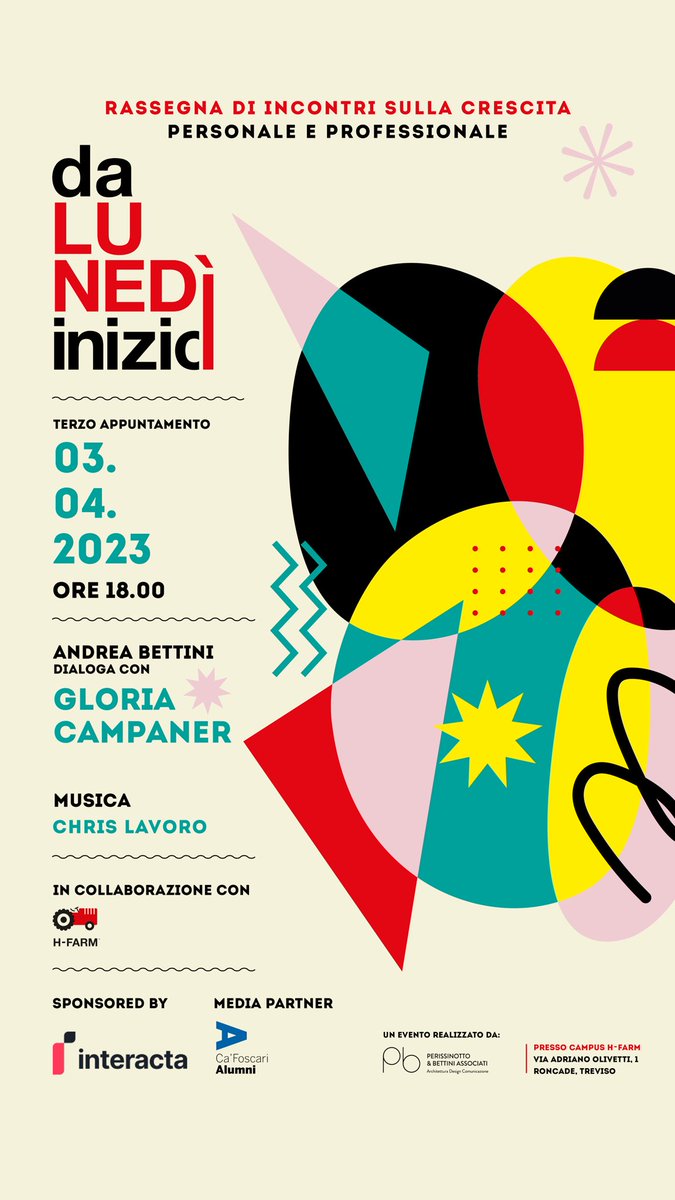 Lunedì 3 aprile ore 18:00 alla #Serra <a href="/hfarmspa/">H-FARM</a> 
3^ appuntamento #DaLunedìInizio con #GloriaCampaner 
eventbrite.it/e/biglietti-da…