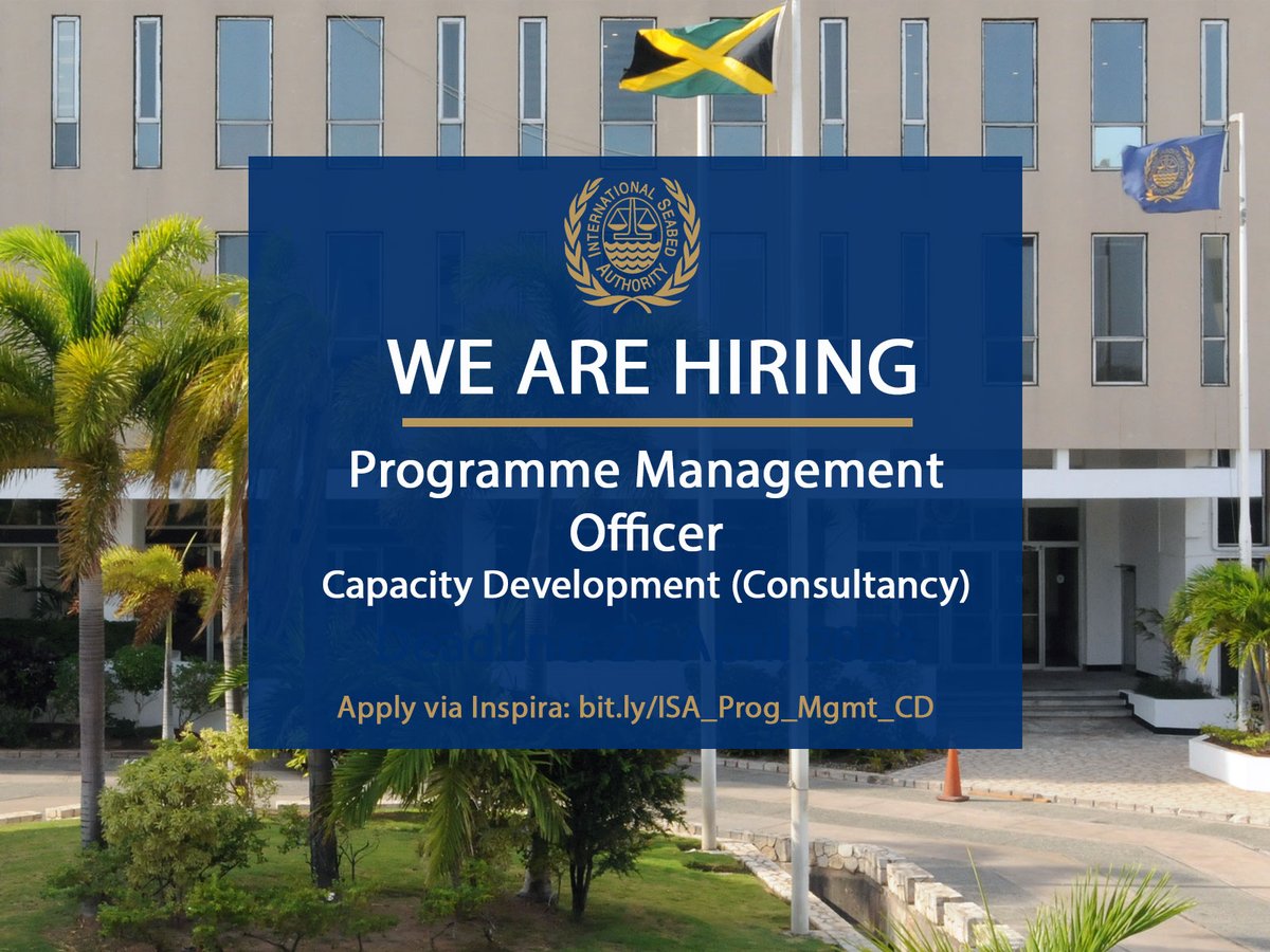 ISBAHQ's tweet photo. Do you have a minimum of 5 years of progressively responsible experience in project/programme management, training, capacity-building, law of the sea, ocean policy/governance, or blue economy?

@ISBAHQ is hiring a Prog Mgmt Officer!

Apply by 21 Apr! https://t.co/EiOxUbNU8C https://t.co/6gdzEWx4jX