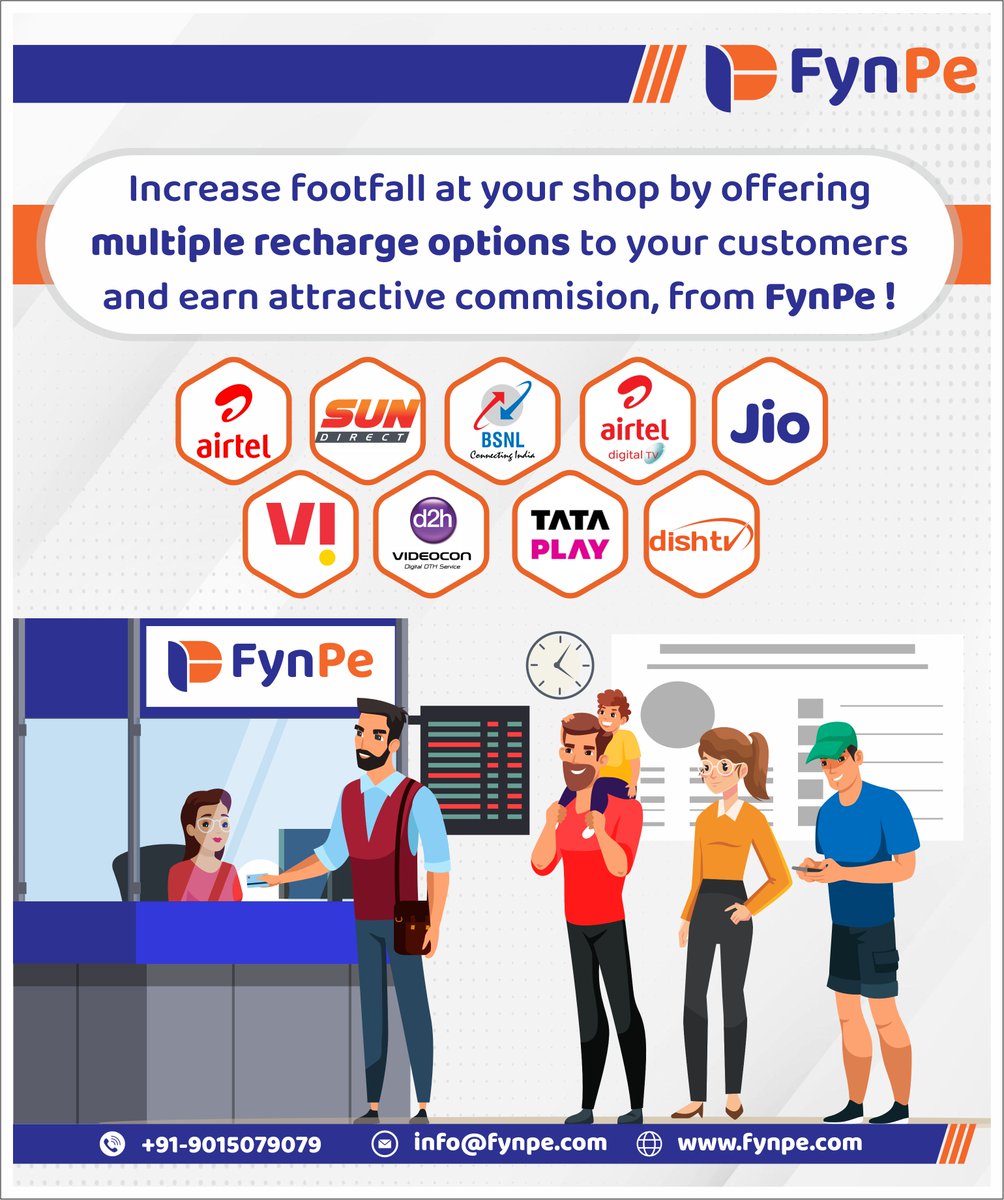 fynpe_payments's tweet photo. Offer your customers recharge options from multiple service providers and earn a best-in-industry commission, from FynPe!
#RechargeCenter #MobileRecharge #OnlineRecharge #EasyRecharge #QuickRecharge #RechargeNow #TopUp #PrepaidRecharge #PostpaidRecharge #datarecharge https://t.co/51g65n8uOA