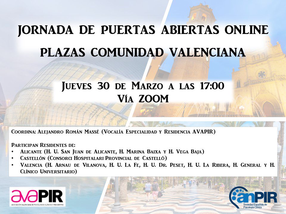 pirmasse's tweet photo. 🚨 R0s DE PSICOLOGÍA CLÍNICA INTERESADOS EN LA COMUNIDAD VALENCIANA 🚨

JUEVES 30 DE MARZO A LAS 17:00.

MUY BIEN ACOMPAÑADOS POR RESIDENTES DE TODA LA TERRETA.

SE AGRADECE DIFUSIÓN FUTUROS RESIS OS ESPERAMOS!!!! 😊🫶🏽 @anpir_org @ForoPIR

Enlace: https://t.co/6kcA4UGbPn https://t.co/DeZNMC3DFc