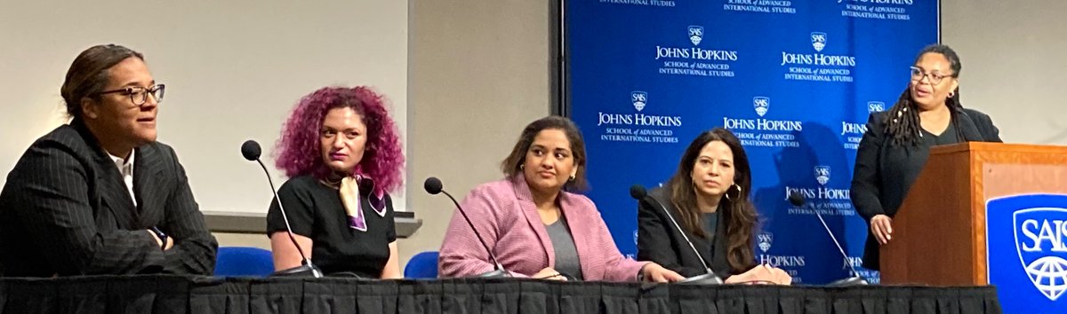 apsiainfo's tweet photo. What can you do with APSIA / @georgetownsfs / @JacksonYale degrees?

Alumnae joined @WCAPSnet @SAISBSU @SAISWL for a panel on bridging the gender and racial gap in #foreignpolicy https://t.co/1TEJpkg4OE