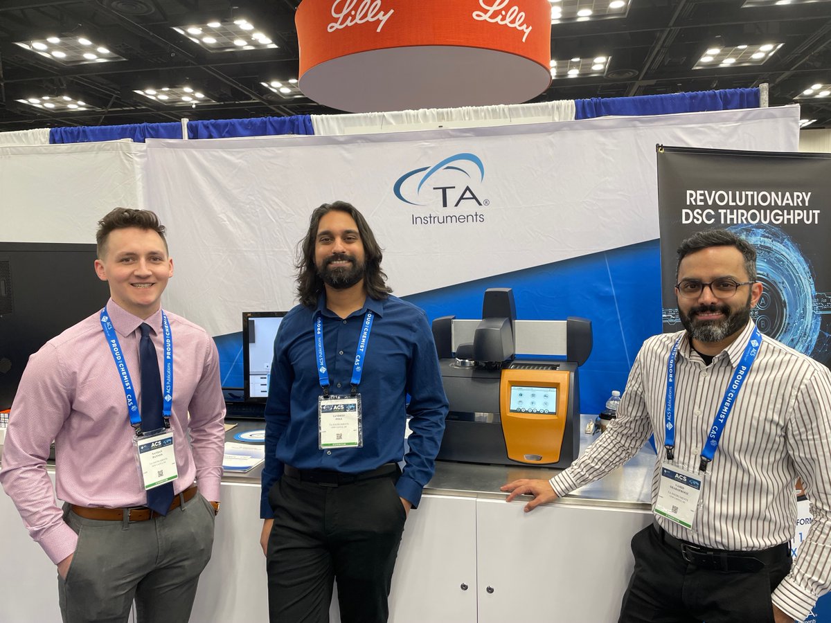 TAInstruments's tweet photo. Greetings from ACS Spring! Stop by booth 628 to see the X3 DSC and learn about the latest material science solutions.
Thanks to our hosts, @AmerChemSociety
#ACSSpring #ACSSpring2023 https://t.co/WRV3ptptyJ