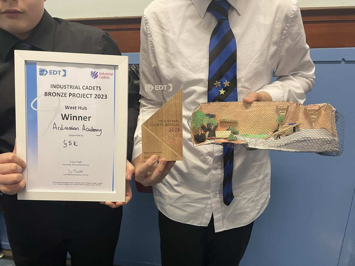 ArdAcademy's tweet photo. Congratulations to our S2 industrial cadets team who were winners today! @EDTScotland and supported by @GSK   They will be off to the final in Edinburgh in June. Well done everyone! https://t.co/P0HWBdBcqr